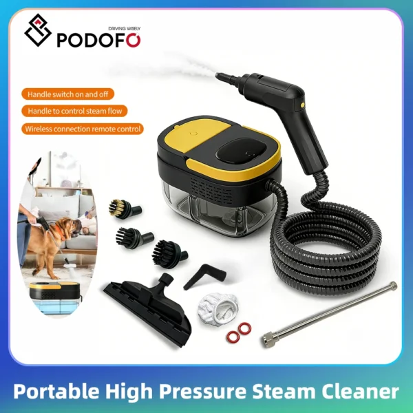 Podofo Handgehaltene Reinigungsmaschine 2500W Hochdruck- und Hochtemperatur-Dampfreiniger für Küche und Möbel 3 Einstellbare Geschwindigkeiten 1,6L