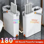 360°-Drehmopp-Set mit 33cm Eimer, freihändiger Flachmopp für Nass- und Trockenreinigung, Mikrofaser-Wischmopp mit Abstreifer für die Bodenreinigung zu Hause 4