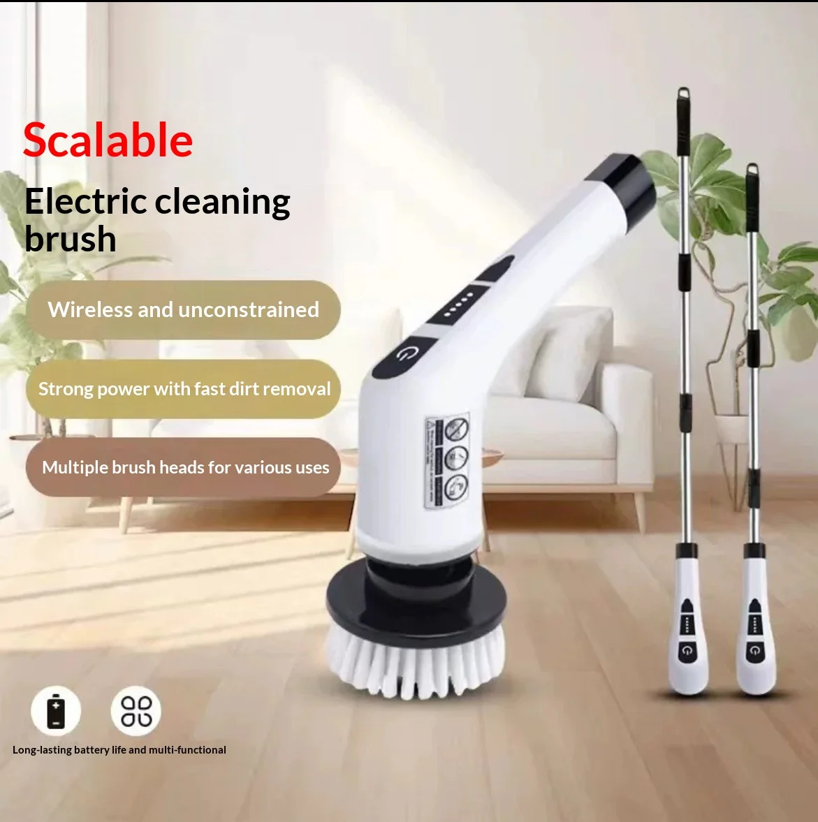 HOMEFISH Kabelloser Elektrischer Reinigungsbürsten-Spinner für Bad, Küche, Toilette, Multifunktionales Haushaltsreinigungsgerät HOMEFISH Kabelloser Elektrischer Reinigungsbürsten-Spinner für Bad, Küche, Toilette, Multifunktionales Haushaltsreinigungsgerät