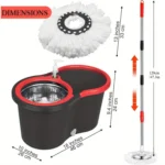 3 Stück/Set Schwenkwischer und Eimer, Dose 360 °   Wirbel mit Rädern, mit 3 Mikrofaser-Moppköpfen, verstellbarer Griff, freihändige Reinigung. 2