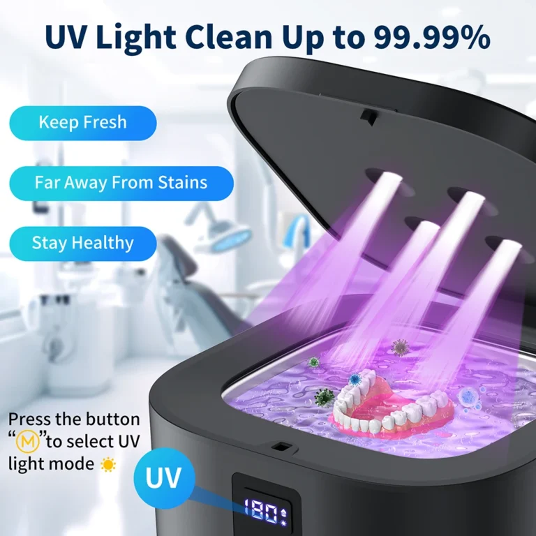KUNPHY Ultraschallreiniger, Schmuckreiniger-Set, UV-Licht, Sterilisation, Sonic, 48 kHz, für Uhren, Kontaktlinsen, Brillen, Prothesen, Zähne 2
