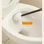 Walnuss-Metall-Toilettenbürstenhalter zur Wandmontage, kein festerstehendes Toilettenschaumstoff-Aufbewahrungsregal, Badezimmerregal, Toilettenzubehör-Set 5