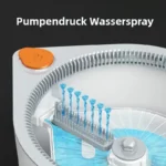 Joybos Schmutzwasser-Trennungs-Wischmopp und Eimer Set, Turbinen-Selbstreinigender Bodenwischer mit 3 Austauschbaren Köpfen (Rund/Quadratisch/Dreieckig), 90 °   Faltbarer Flachmopp für Fußleisten & Ecken, 6 Waschbare Pads 3