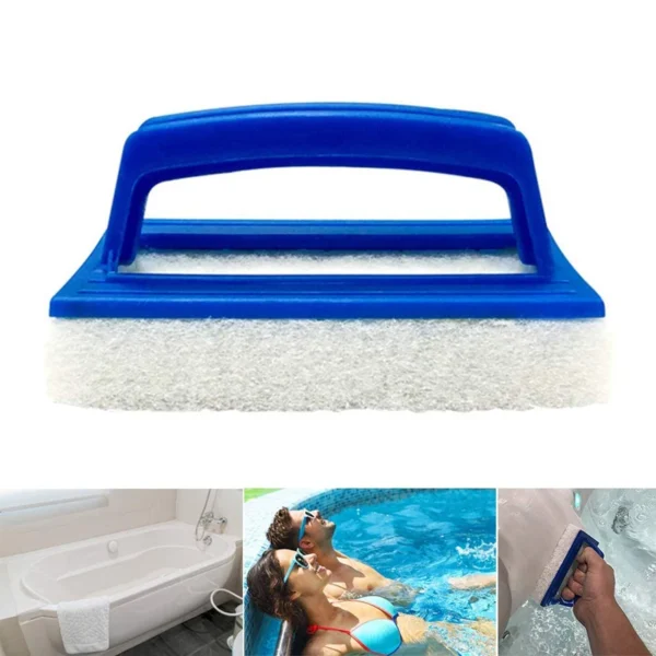 Reinigungsschwammbürste mit Griff, Pooloberflächenreinigungsschrubber, Schwimmbad-Reinigungswerkzeug für Poolwände
