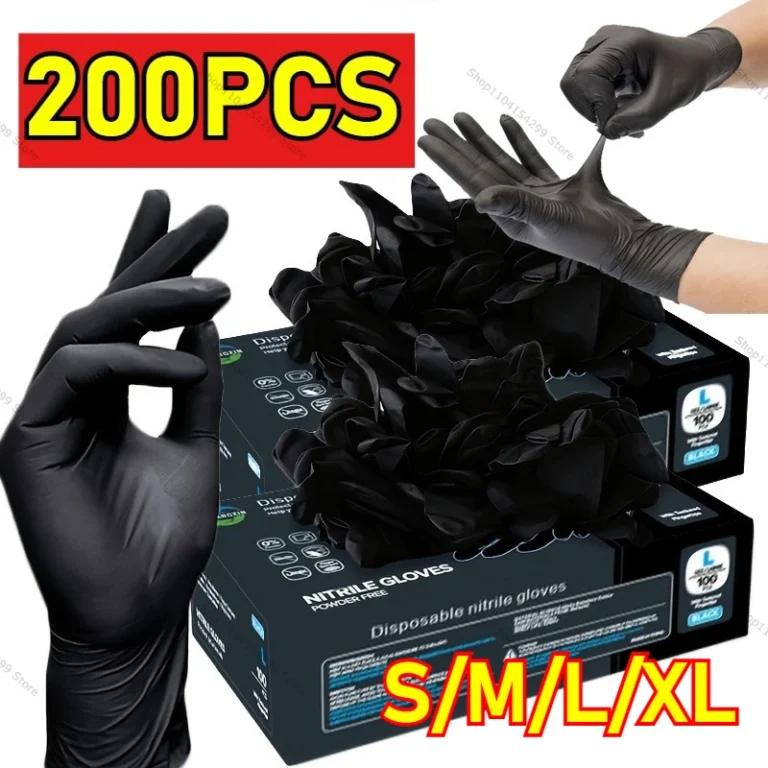 Einweg Nitril Schwarz Latex Handschuhe Kochen Waschen Radfahren Handschuh Haushalt Antistatische Reinigung Handschuhe Friseur Nail art Werkzeug