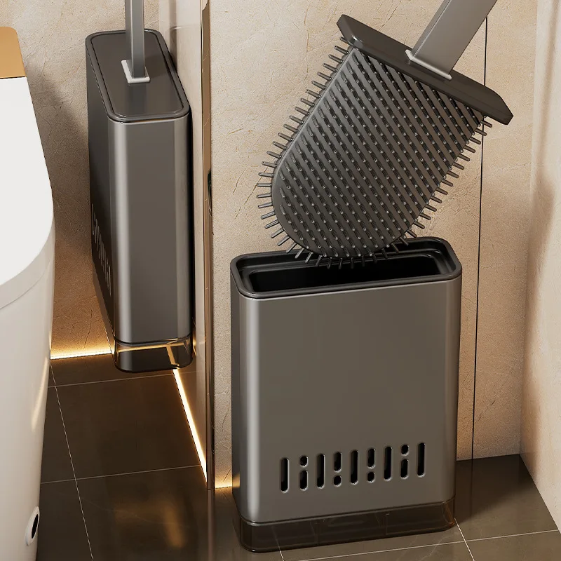 Neue Silikon-Toilettenbürste zur Wandmontage mit Abtropfschale für Gründliche Reinigung ohne Toten Winkel im Badezimmer Neue Silikon-Toilettenbürste zur Wandmontage mit Abtropfschale für Gründliche Reinigung ohne Toten Winkel im Badezimmer