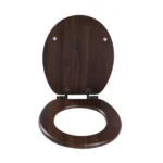 SINOBATH Universeller Toilettendeckel mit Absenkautomatik, WC-Sitz aus Holz, MDF-Toilettendeckel, Tragfähigkeit bis 190 kg, Zinklegierungsscharnier, antibakteriell und leicht zu reinigen, geeignet für 18-Zoll-Toiletten 2