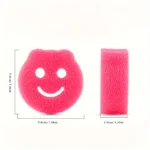 2 Stück Happy Face Magic Sponge Scrubber, bunter, kratzfreier Küchenschwamm für Töpfe, Pfannen, Geschirr, sanfte Oberflächenreinigung 5