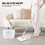 Rotierender Wischmopp Set selbstreinigend 2,5L Wassertrennung 360 Grad drehbar verstellbarer Griff 2 Mikrofaserpads nass trocken nutzbar praktische Haushaltsreinigung 3