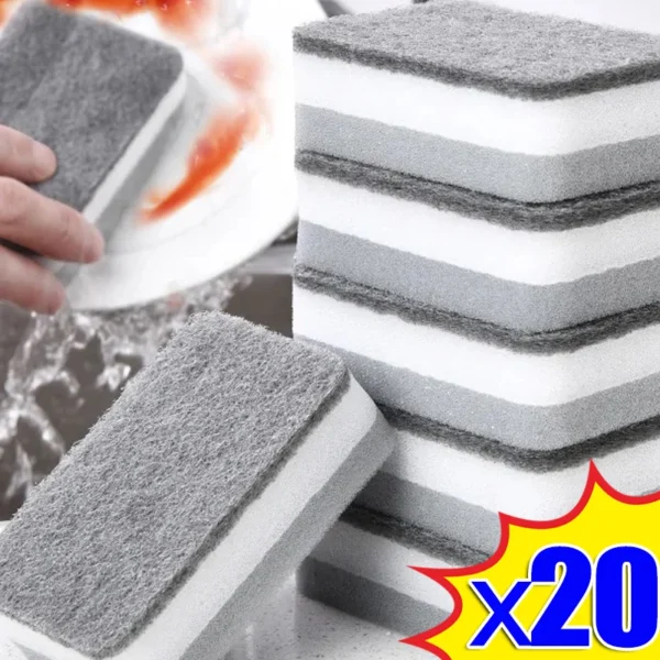 1/20PCS Starke Reinigung Schwämme Doppelseitige Dekontamination Geschirr Schwamm Wischen Küche Magie Scheuer Tuch Reinigung Werkzeuge