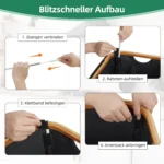 110L/160L Faltbarer Flaschenrecycling-Behälter mit Bambusdeckel, Wäschekorb für Schmutzwäsche, Geruchsdicht, Waschbarer Oxford-Beutel 5