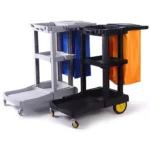 Kommerzieller Kunststoff-Reinigungswagen mit Wäschesack, Mobiler Trolley für Hotel-Hauswirtschaft und Einkaufszentren 4