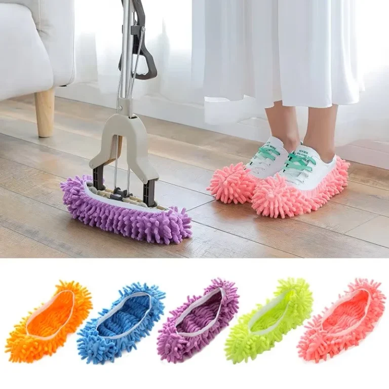 1 Paar Multifunktionale Bodenreinigungs-Hausschuhe Stoffschuhe zum Faulenzen und Wischen Waschbare Reinigungsschuhe für den Haushalt mit Mikrofasertuch 2
