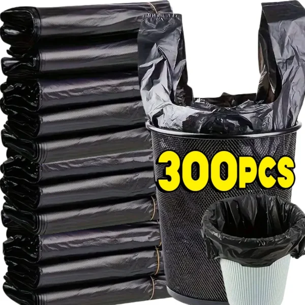 10/300PCS Schwarz Einweg Müll Tasche Langlebig Handheld Weste Müll Tasche Küche Schlafzimmer Wc Haushalt Lagerung Werkzeug