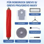 Roborock Qrevo S / Pro / MaxV Ersatzteile – Anti-Verstopfte Hauptbürste + HEPA-Filter + Staubbeutel + Mikrofaser-Wischpads 3