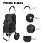 Einkaufswagen, großer, leichter, faltbarer Trolley, wasserdichte Tasche, 2 Räder, groß, leicht, faltbar 6