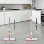 2-in-1 Fensterabzieher mit Verlängerungsstange, Teleskop-Fensterreinigungsgerät 180 ° Verstellbarer Kopf, Glasreinigungswerkzeug 3