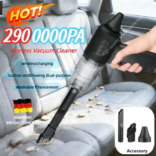2900000pa Kabelloser Hochleistungs-Autostaubsauger 120W 3-in-1 Tragbarer Handstaubsauger für Zuhause Wiederaufladbarer Auto-Akku-Staubsauger 2026
