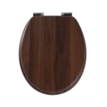 SINOBATH Universeller Toilettendeckel mit Absenkautomatik, WC-Sitz aus Holz, MDF-Toilettendeckel, Tragfähigkeit bis 190 kg, Zinklegierungsscharnier, antibakteriell und leicht zu reinigen, geeignet für 18-Zoll-Toiletten